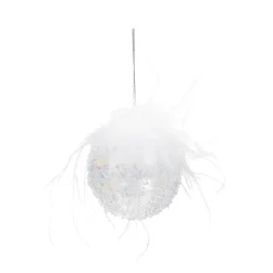 BOULE NOEL VERRE ARC EN CIEL PLUME PAILLETTE