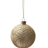 BOULE NOEL VERRE DORE GEOMETRIQUE D.8CM