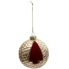 BOULE NOEL VERRE GAUFFRE SAPIN ROUGE 8CM