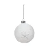 BOULE NOEL VERRE ORNEMENT FLOCON ARGENTE
