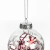 BOULE PLASTIQUE ROUGE BLANC JOYEUX NOEL 8CM
