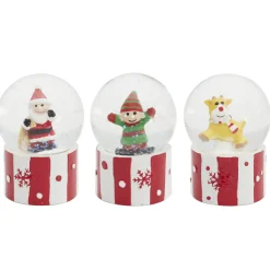 BOULES A NEIGE LUTIN PERE NOEL OU RENNE 4.5CM