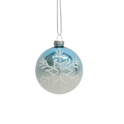 BOULE VERRE BLEUE GROS FLOCON BLANC