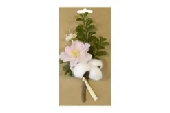 BOUQUET DE COTON CERISIER ET BUIS SUR CARTE ROSE