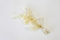 BOUQUET DE LAGURUS SECHE ET GYPSO SUR CARTE BLANC