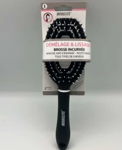BROSSE COURBEE OVALE PICOTS BLANC ET POILS NYLON NOIR