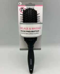 BROSSE PNEUMATIQUE SEMI RECTANGLE PICOTS PERLES NOIR MAT