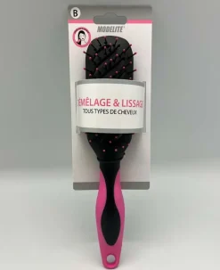 BROSSE TUNNEL SEMI RECTANGLE PICOTS PERLES ROSE