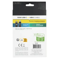 CABLE DE CHARGE C TO C WATTMETRE 100W