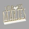 CENTRE DE TABLE BOIS DECOUPE VIVE LES MARIES