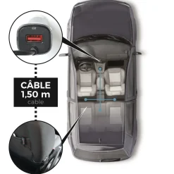 CHARGEUR VOITURE BANQUETTE ARRIERE 5 PORTS