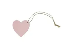COEUR EN BOIS AVEC CORDELETTE X6 PIECES ROSE