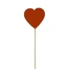 COEUR SUR PIQUE EN BOIS X6 PIECES ROUGE