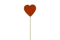 COEUR SUR PIQUE EN BOIS X6 PIECES ROUGE