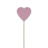 COEUR SUR PIQUE EN BOIS X6 PIECES ROSE