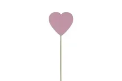 COEUR SUR PIQUE EN BOIS X6 PIECES ROSE