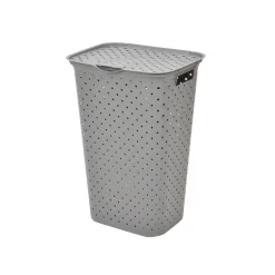 COFFRE A LINGE PLASTIQUE 45L 42X35X57CM DIAMANT TAUPE
