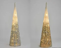 CONE LED 14X14X50CM ARGENT CHAMPAGNE