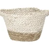 CORBEILLE BICOLORE OVALE PM MATIERE VEGETALE NATUREL BLANC