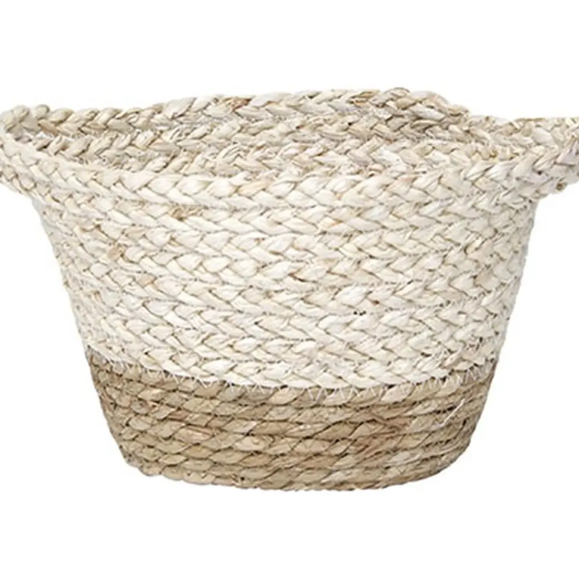 CORBEILLE BICOLORE OVALE PM MATIERE VEGETALE NATUREL BLANC