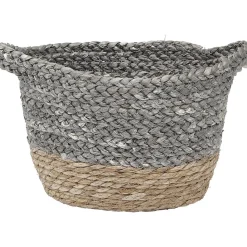 CORBEILLE OVALE MATIERE VEGETALE D.30X22X17CM NATUREL GRIS