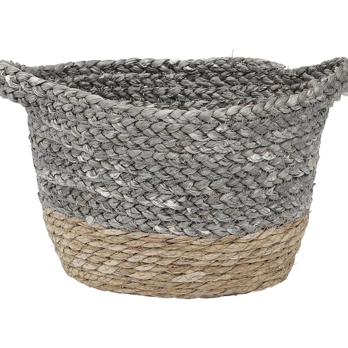 CORBEILLE OVALE MATIERE VEGETALE D.30X22X17CM NATUREL GRIS