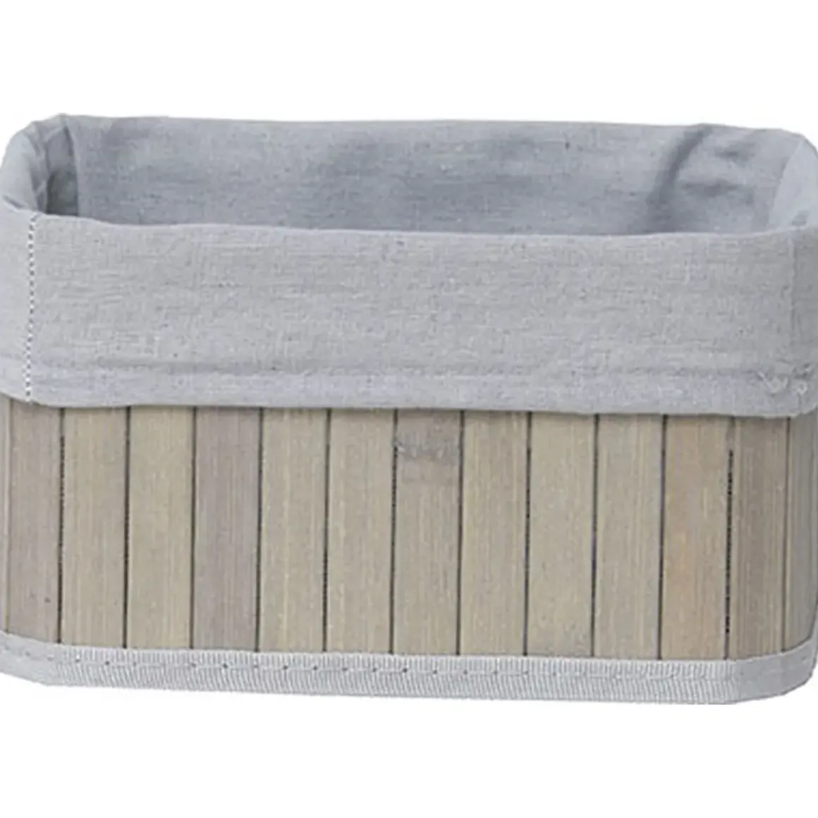 CORBEILLE RECTANGLE 22X16X14CM BAMBOU TISSU GRIS