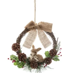 COURONNE AVEC POMMES DE PIN ET PERSONNAGE 32CM