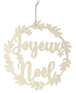 COURONNE BOIS JOYEUX NOEL 29X29X0.4CM