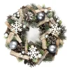 COURONNE DE NOEL PERLES ET FLOCONS 28CM