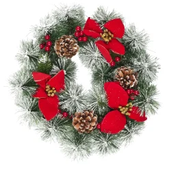 COURONNE DE NOEL PIN ET FLEURS 30CM
