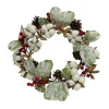 COURONNE NOEL COTON POMME PIN D.32CM