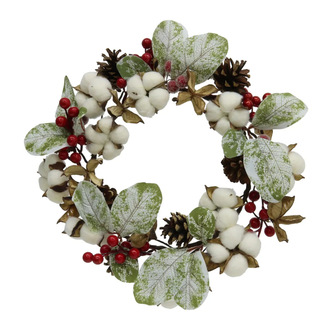 COURONNE NOEL COTON POMME PIN D.32CM