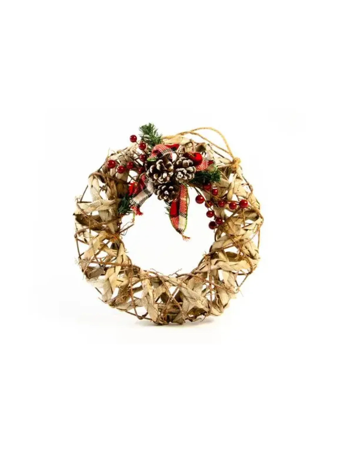 COURONNE ROTIN TRESSE ET RUBAN