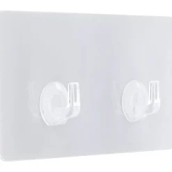 CROCHET ADHESIF DOUBLE RECTANGULAIRE BLANC