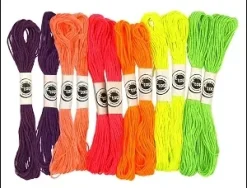 ECHEVEAUX DE COTON COULEURS FLUO 8M X12 PIECES