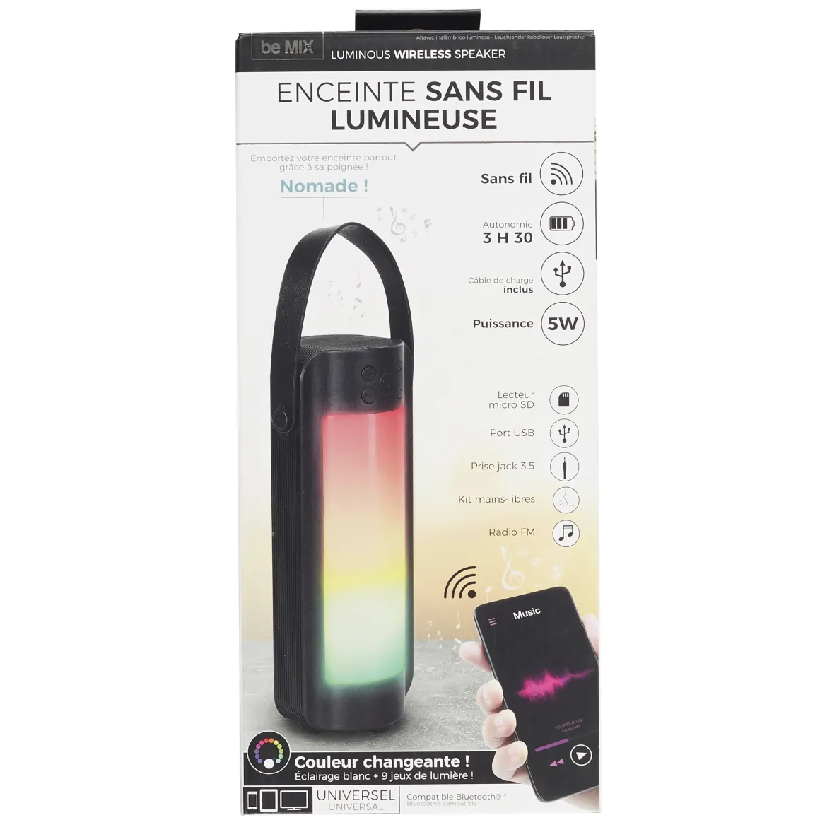 ENCEINTE PORTABLE LED SANS FIL 27.5CM