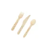ENSEMBLE COUVERTS BOIS IMPRIME ETOILES OR X18 PIECES
