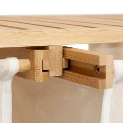 ETAGERE TIDY BOX 2 PANIERS A LINGE BAMBOU BEIGE