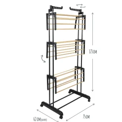 ETENDOIR EFFET BOIS 3 ETAGES 73X64X173CM