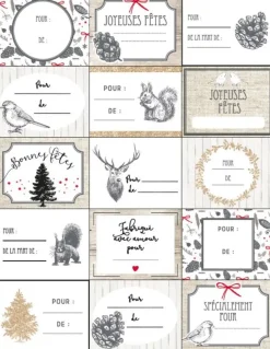 ETIQUETTES PAQUET CADEAU POP BLANC GRIS X15 PIECES