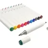 12 FEUTRES A ALCOOL DOUBLE POINTE COULEURS VIVES