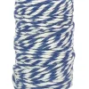 FICELLE COTON BICOLORE BLEU FONCE ET BLANC 25MX1.5MM