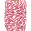 FICELLE COTON BICOLORE FUCHSIA ET BLANC 25MX1.5MM