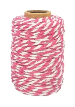 FICELLE COTON BICOLORE FUCHSIA ET BLANC 25MX1.5MM