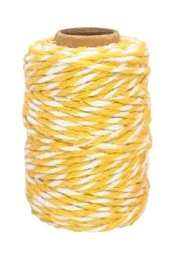 FICELLE COTON BICOLORE JAUNE ET BLANC 25MX1.5MM
