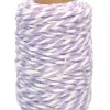FICELLE COTON BICOLORE MAUVE ET BLANC 25MX1.5MM