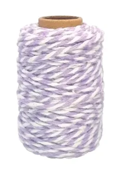 FICELLE COTON BICOLORE MAUVE ET BLANC 25MX1.5MM