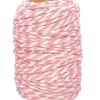 FICELLE COTON BICOLORE ROSE CLAIR ET BLANC 25MX1.5MM
