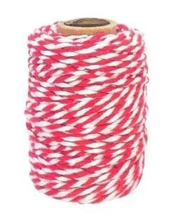 FICELLE COTON BICOLORE ROUGE ET BLANC 25MX1.5MM
